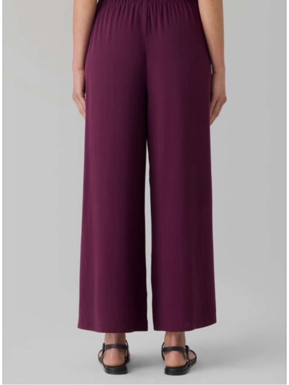 Ursula of Switzerland Wide-Leg deep plum crepe pants Plus Size